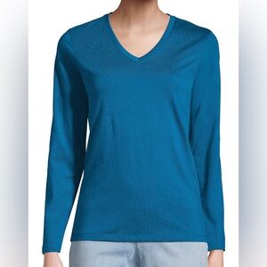 Teal V-Neck Long Sleeve Women's Top